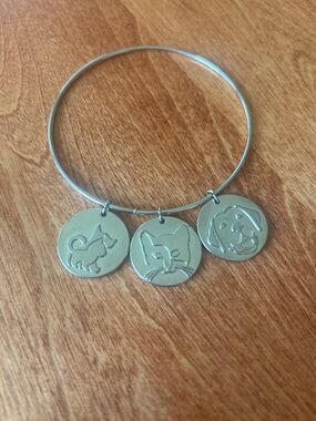 Dog and Cat silver colored bracelet